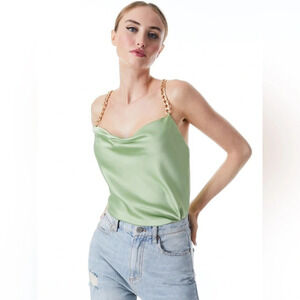 NWT Aice + Olivia Harmon Chain Strap slip tank Seafoam Blouse/Top Medium